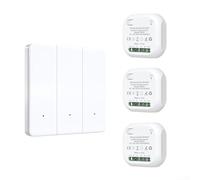 ZWEquipint Interrupteur de télécommande RF433 MHz 1/2/3 boutons poussoirs avec code d'apprentissage, étanchéité IP54 pour maison, hôtel, villa, blanc (3 bandes 1-3)