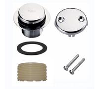 ZWEquipint Kit de vidange de baignoire avec embout en métal robuste et construction, couvercle de trop-plein à deux trous pour installation de salle de bain à domicile, finition brossée argentée