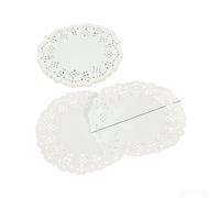 ZWEquipint Lot de 100 napperons ronds en papier blanc pour gâteaux, décoration de table de fête de mariage, design creux absorbant l'huile, 8,6 à 26,7 cm (11,4 cm)