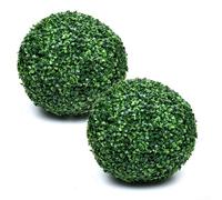 ZWEquipint Lot de 2 boules de buis artificielles de 28 cm, plantes topiaires artificielles à suspendre pour décoration de jardin, sphères de verdure en plastique résistant aux intempéries pour une