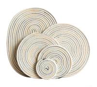 ZWEquipint Lot de 5 dessous de plat en corde de coton pour casseroles et poêles chaudes, tissés à la main, résistants à la chaleur, 40 x 30 cm, tapis de cuisine bohème pour comptoir et table à manger