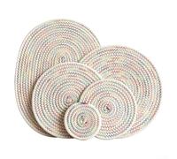 ZWEquipint Lot de 5 dessous de plat en corde de coton pour casseroles et poêles chaudes, tissés à la main, résistants à la chaleur, 40 x 30 cm, tapis de cuisine bohème pour comptoir et table à manger