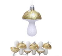 ZWEquipint Lot de 6 décorations de Noël rouges et champignons avec motif à pois pour décoration de sapin festif (doré)
