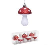 ZWEquipint Lot de 6 décorations de Noël rouges et champignons avec motif à pois pour décoration de sapin de Noël (rouge)