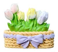 ZWEquipint Lot de 7 décorations florales en résine pour tableau de bord de voiture, mignonnes tulipes et fraises pour l'intérieur du véhicule, Saint-Valentin amusante pour homme et femme