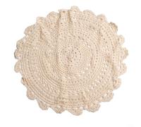 ZWEquipint Napperon rond fait à la main en dentelle et coton - Décoration pour la maison ou la salle à manger - Style rétro pastoral (45 cm)