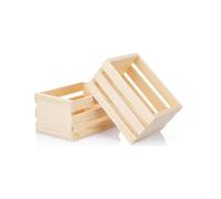 ZWEquipint Panier de rangement en bois de pin pour mini accessoires, boîte en bois rustique pour maison de poupée, petit récipient artisanal, beige, 12,5 x 8,8 x 7 cm (22 x 17 x 10 cm)
