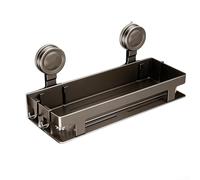 ZWEquipint Porte-éponge d'évier de cuisine en acier inoxydable avec ventouse, grand panier de drainage pour bouteilles de savon et éponges, support mural antirouille gris (A)