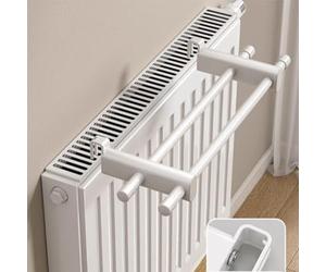 ZWEquipint Radiateur sèche-serviettes pour chauffage, double tringle, pas d'électricité nécessaire, porte-serviettes chaud en alliage d'aluminium avec crochet et fixation à vis, blanc