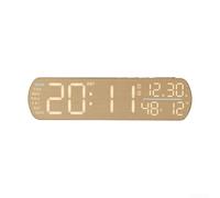 ZWEquipint Réveil numérique LED moderne en bois avec date, température, veilleuse pour la maison, le bureau, la décoration de bureau, jaune (A jaune)