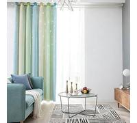 ZWEquipint Rideaux occultants en polyester avec bordure en dentelle double couche et passe-tringle, 132 x 160 cm (132 x 160 cm, bleu-vert)