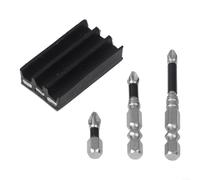 ZWEquipint Support magnétique pour perceuse à percussion, manchon en caoutchouc pour embouts hexagonaux et vis de 6,35 mm, rangement compact pour outils avec 3 embouts de tournevis inclus, noir (avec