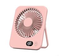 ZWEquipint Ventilateur de bureau portable ultra fin, rechargeable à 5 vitesses, avec inclinaison à 180° et affichage numérique, silencieux pour mini ventilateur USB pour bureau, maison, camping (rose)