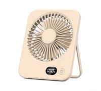 ZWEquipint Ventilateur de bureau portable ultra fin, rechargeable à 5 vitesses, avec inclinaison à 180° et affichage numérique, silencieux pour mini ventilateur USB pour bureau, maison, camping