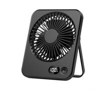 ZWEquipint Ventilateur de bureau portable ultra fin, rechargeable à 5 vitesses, avec inclinaison à 180° et affichage numérique, silencieux pour mini ventilateur USB pour bureau, maison, camping (noir)
