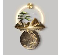 ZWESKUX Art Mural à LED, Sculptures murales à Suspendre avec lumière LED, décoration Murale 3D, peintures suspendues de paysages de Montagne et d'eau, pour Couloir d'entrée de Maison,50x70cm,B