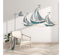 ZWESKUX Décoration Murale voilier en métal 3D - Sculptures murales en métal - Voilier Rustique, pour Bureau, Salle à Manger, Chambre à Coucher, Fond de canapé, Salon, école,A