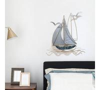 ZWESKUX Décoration Murale voilier en métal 3D - Sculptures murales en métal - Voilier Rustique, pour Bureau, Salle à Manger, Chambre à Coucher, Fond de canapé, Salon, école,B
