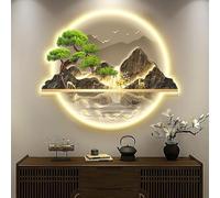ZWESKUX Décoration Murale Zen, Sculptures murales 3D, Peinture Murale à Suspendre avec lumière LED, Grandes Sculptures murales Modernes en métal, pour Salon, Chambre à Coucher, Bureau,70 * 84cm,C