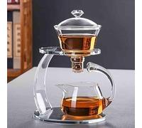 ZWESKUX Théière magnétique, Service à thé en Verre Semi-Automatique, Kung Fu, Verre résistant à la Chaleur, 350 ml, Transparent