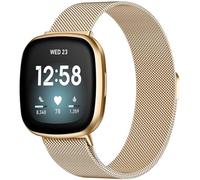 ZWGKKYGYH Bracelets compatibles avec montre connectée Fitbit Versa 3 Versa 4 Sense 2 et Sense - Bracelet de rechange en acier inoxydable avec fermoir magnétique pour montre Versa 3 4 pour homme et femme - Taille L - Or royal