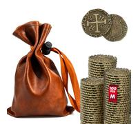 ZWGParty Lot de 100 pièces d'or pirate (2,2 cm) bronze métallisé dans un | Répliques de doublons espagnols, idéal pour fête pirate, jetons de jeu de société, TTRPG, coffre au trésor cosplay