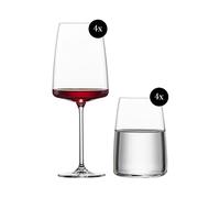 Zwiesel Glas Vivid Senses Lot de 8 verres à vin et à eau édition limitée dans un coffret cadeau, verres à vin fruité et fin 535 ml, gobelets polyvalents 500 ml, passent au lave-vaisselle
