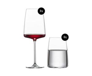 Zwiesel Glas Vivid Senses Lot de 8 verres à vin et à eau édition limitée dans un coffret cadeau, verres à vin fruité et fin 535 ml, gobelets polyvalents 500 ml, passent au lave-vaisselle