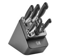 ZWILLING Bloc à couteaux auto-affûtés, 7 pièces | Bois de caoutchouc | Gris **** QUATRE ÉTOILES Anthracite