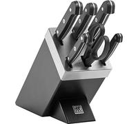 ZWILLING Bloc de couteaux, 7 pièces, Technologie KIS (Keep-It-Sharp), Acier Inoxydable Spécial, Manche Noir, série Gourmet