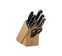 ZWILLING Bloc de Couteaux, 8 Pièces, Bloc en Bois de Hêtre, Couteaux & Ciseaux en Acier Inoxydable, Manche Noir, série Professional S