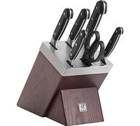 Zwilling Pro Bloc À Couteaux Auto-Affûtant 7 Pièces, Frêne, Couteau Et Ciseaux En Acier Inoxydable, Design À 3 Rivets, Marron
