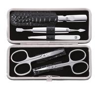 Zwilling Kit manucure 5 pièces en acier inoxydable poli – Étui cuir véritable Croco noir