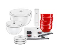 ZWILLING Fresh & Save Bowls Ensemble de démarrage sous-vide, 15-pcs. /S/M/L, cerise / blanc, Céramique / Verre