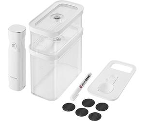ZWILLING FRESH & SAVE CUBE Set de démarrage sous vide, taille M, set de conservation sous vide de 5 pièces, incluant 3x boîtes CUBE M, pompe à vide, cuillère doseuse, étiquettes NFC