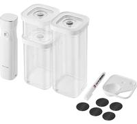 ZWILLING FRESH & SAVE CUBE Set de démarrage sous vide, taille S, set de conservation sous vide de 6 pièces, incluant 3x boîtes CUBE S, pompe à vide, cuillère doseuse, étiquettes NFC