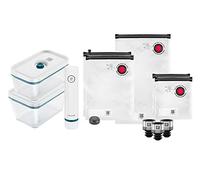 ZWILLING FRESH & SAVE Set de Démarrage sous Vide 11 Pièces, Bleu | Pompe sous vide, boîtes en verre, bouchon à vin et sacs sous vide en plusieurs tailles