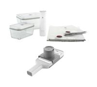 ZWILLING FRESH & SAVE Set de démarrage sous vide avec multi-râpe, 7-pcs/ M/L, gris/transparent, Verre