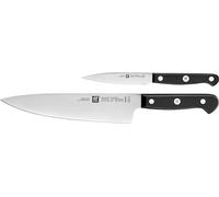 ZWILLING Gourmet Set de Couteaux, 2 Pièces (couteau à Larder et à Garnir 10 cm, Couteau de chef 20cm), Acier Spécial Inoxydable, Manche Ergonomique en Plastique, Noir, Fabriqué en Allemagne