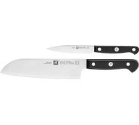 ZWILLING Gourmet Set de Couteaux, 2 Pièces (Couteau à Larder et à Garnir 10 cm, Couteau Santoku 18cm), Acier Spécial Inoxydable, Manche Ergonomique en Plastique, Noir, Fabriqué en Allemagne