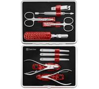 ZWILLING Kit de manucure complet en cuir de vache - Édition crocodile - 10 pièces - Rouge