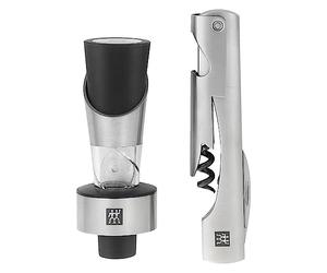 ZWILLING Kit Sommelier, 2 pièces (Limonadier et Mini Décanteur), Inox 18/10, Couleur Argent, série Sommelier