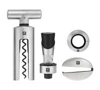 ZWILLING Kit Sommelier, 4 pièces (Tire-Bouchon, Mini Décanteur, Antigoutte, Coupe-Capsule), Inox 18/10, Couleur Argent, série Sommelier, Unique