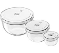 ZWILLING Fresh & Save BOWLS Set de bols sous vide S/M/L / 6-pcs, Verre, transparent-blanc
