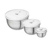 ZWILLING Fresh & Save BOWLS Set de bols sous vide S/M/L / 6-pcs, Acier inoxydable, Blanc argenté