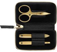 ZWILLING luxueux Set manucure pédicure 3 pièces avec ciseaux à ongles combinés, cuir, noir