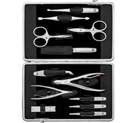 ZWILLING Manucure kit (12 pièces, set complet pour le soin complet des ongles et la pédicure, étui à cadre en cuir véritable), Premium, noir