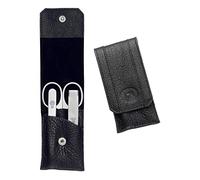 ZWILLING Manucure kit (3 pièces, étui en cuir nappa, fermeture à bouton-pression, avec coupe-ongles compact), Premium, noir