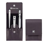 ZWILLING Manucure kit (3 pièces, soin des ongles et pédicure, étui en cuir véritable, avec coupe-ongles), Acier inoxydable poli, Rouge