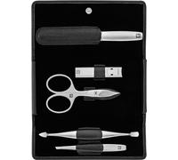 ZWILLING Manucure kit (5 pièces, étui à bouton-pression, cuir nappa, pédicure, avec coupe-ongles et ciseaux à peau), Premium, noir